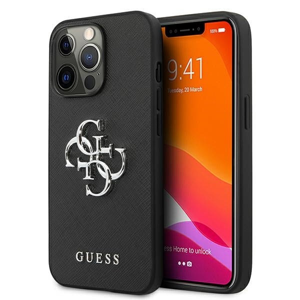 Guess Saffiano 4G dėklas iPhone 13/13 Pro – juodas