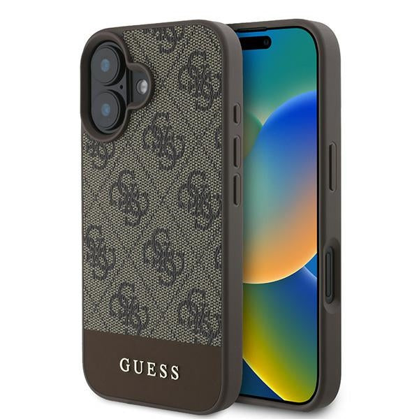 Guess 4G Bottom Stripe dėklas iPhone 16 Plus 6.7 – rudas