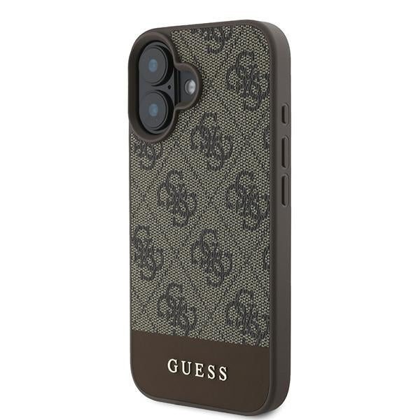 Guess 4G Bottom Stripe dėklas iPhone 16 Plus 6.7 – rudas
