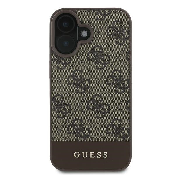 Guess 4G Bottom Stripe dėklas iPhone 16 Plus 6.7 – rudas