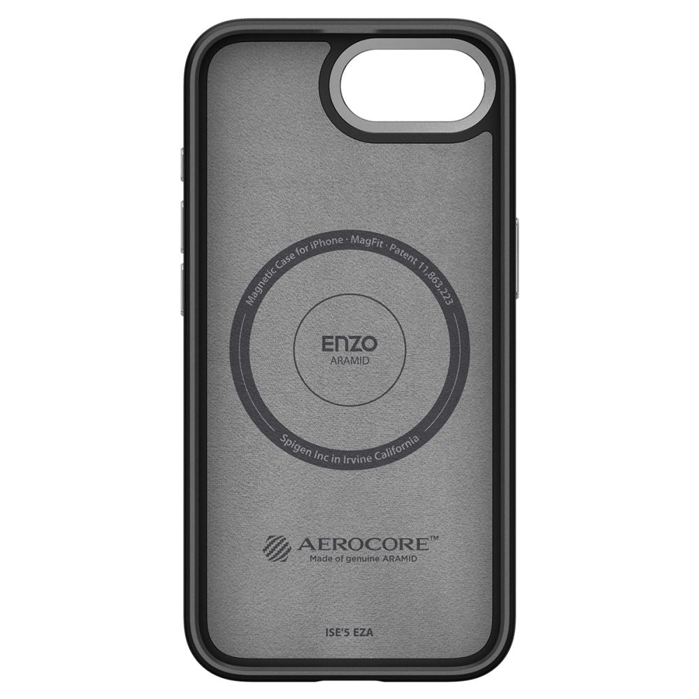 Spigen Enzo Aramid MagSafe dėklas iPhone 16e – juodas