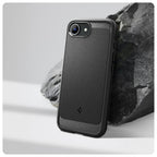 Spigen Rugged Armor MagSafe dėklas iPhone 16e – juodas