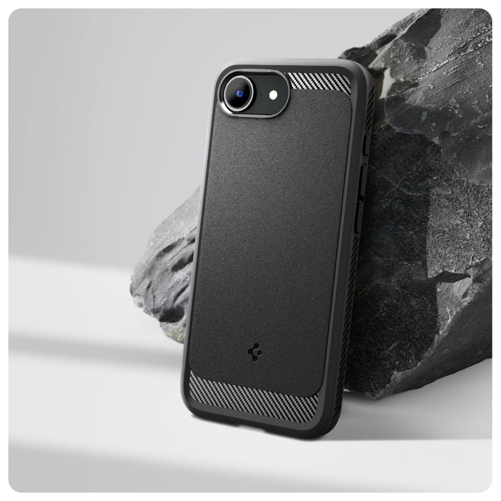 Spigen Rugged Armor MagSafe dėklas iPhone 16e – juodas