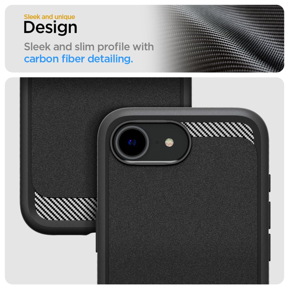Spigen Rugged Armor MagSafe dėklas iPhone 16e – juodas