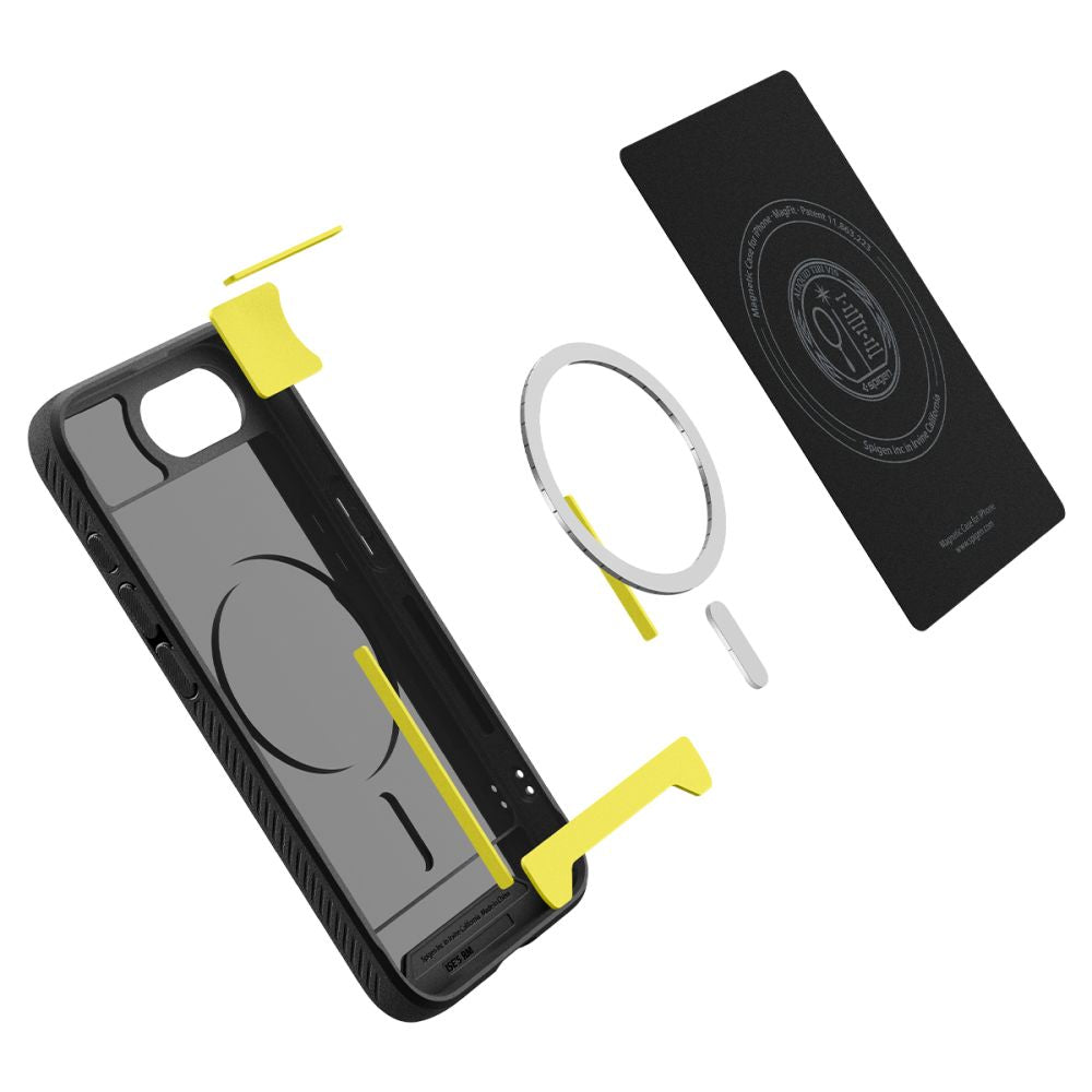 Spigen Rugged Armor MagSafe dėklas iPhone 16e – juodas