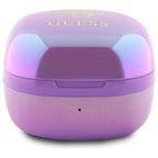 Guess 4G spausdintas logotipas Bluetooth TWS ausinės + prijungimo stotelė - violetinė