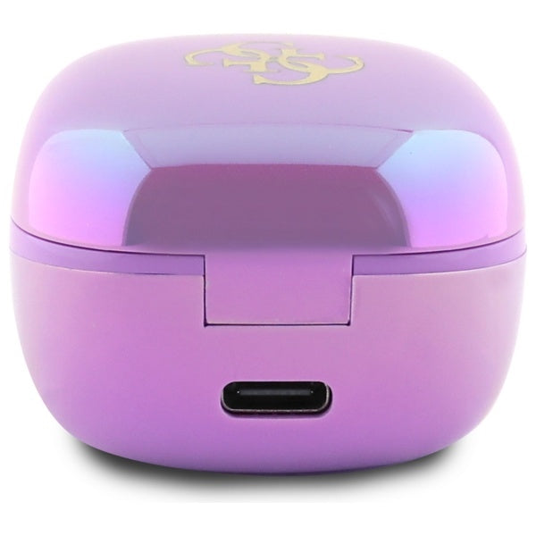 Guess 4G spausdintas logotipas Bluetooth TWS ausinės + prijungimo stotelė - violetinė