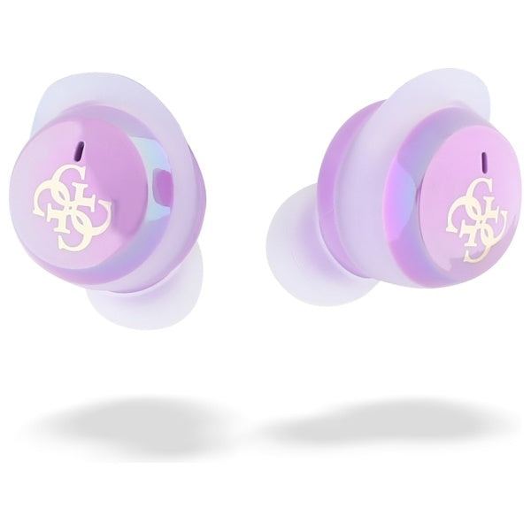 Guess 4G spausdintas logotipas Bluetooth TWS ausinės + prijungimo stotelė - violetinė