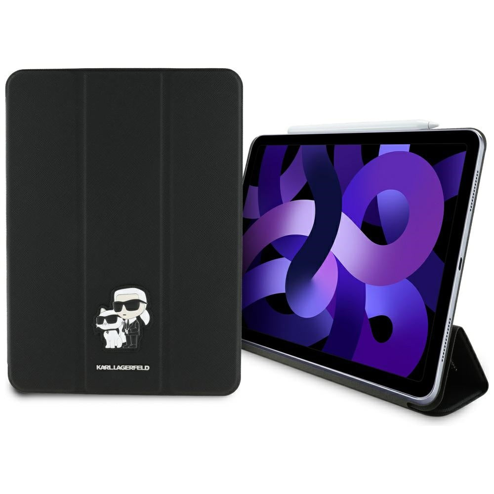 Karl Lagerfeld Saffiano Magnetic Karl & Choupette iPad Air 11" 2024 Knygos viršelio dėklas - juodas