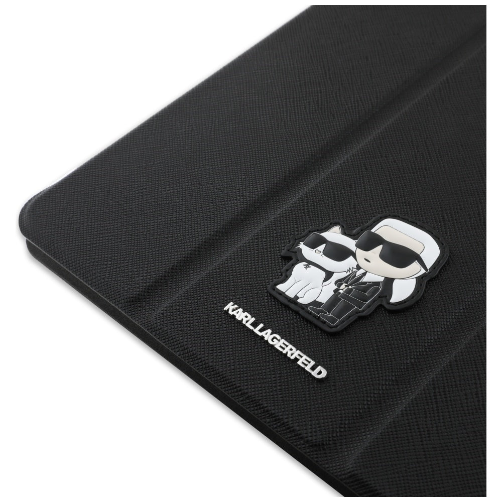Karl Lagerfeld Saffiano Magnetic Karl & Choupette iPad Air 11" 2024 Knygos viršelio dėklas - juodas