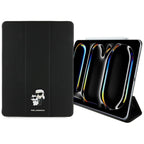 Karl Lagerfeld Saffiano Magnetic Karl & Choupette iPad Pro 13" 2024 knygos viršelio dėklas - juodas