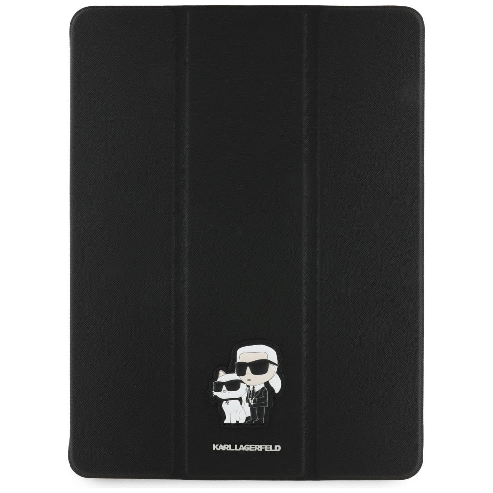 Karl Lagerfeld Saffiano Magnetic Karl & Choupette iPad Pro 13" 2024 knygos viršelio dėklas - juodas