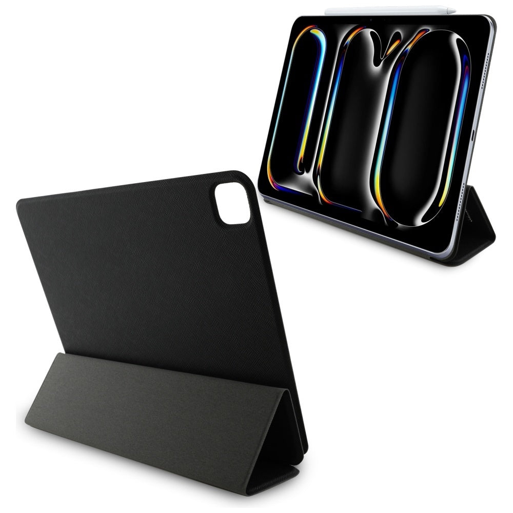 Karl Lagerfeld Saffiano Magnetic Karl & Choupette iPad Pro 13" 2024 knygos viršelio dėklas - juodas