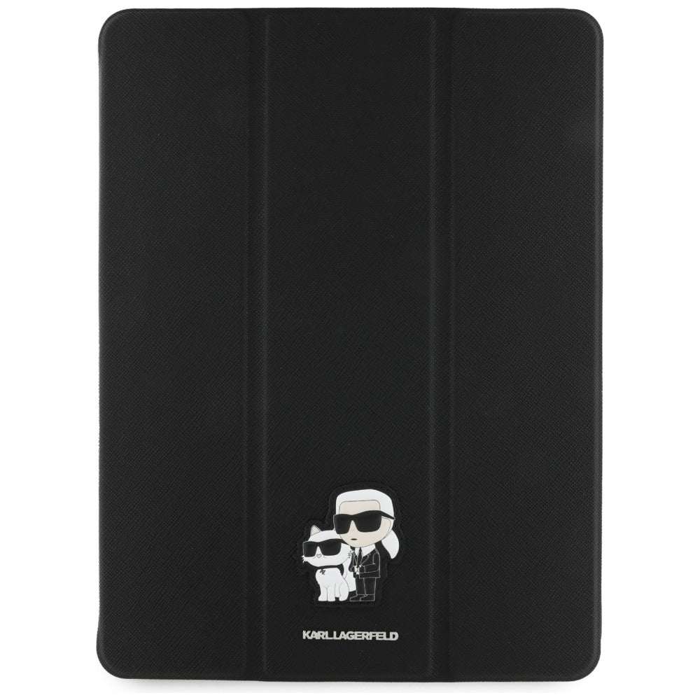 Karl Lagerfeld Saffiano Magnetic Karl & Choupette iPad Air 13" 2024 Knygos viršelio dėklas - juodas