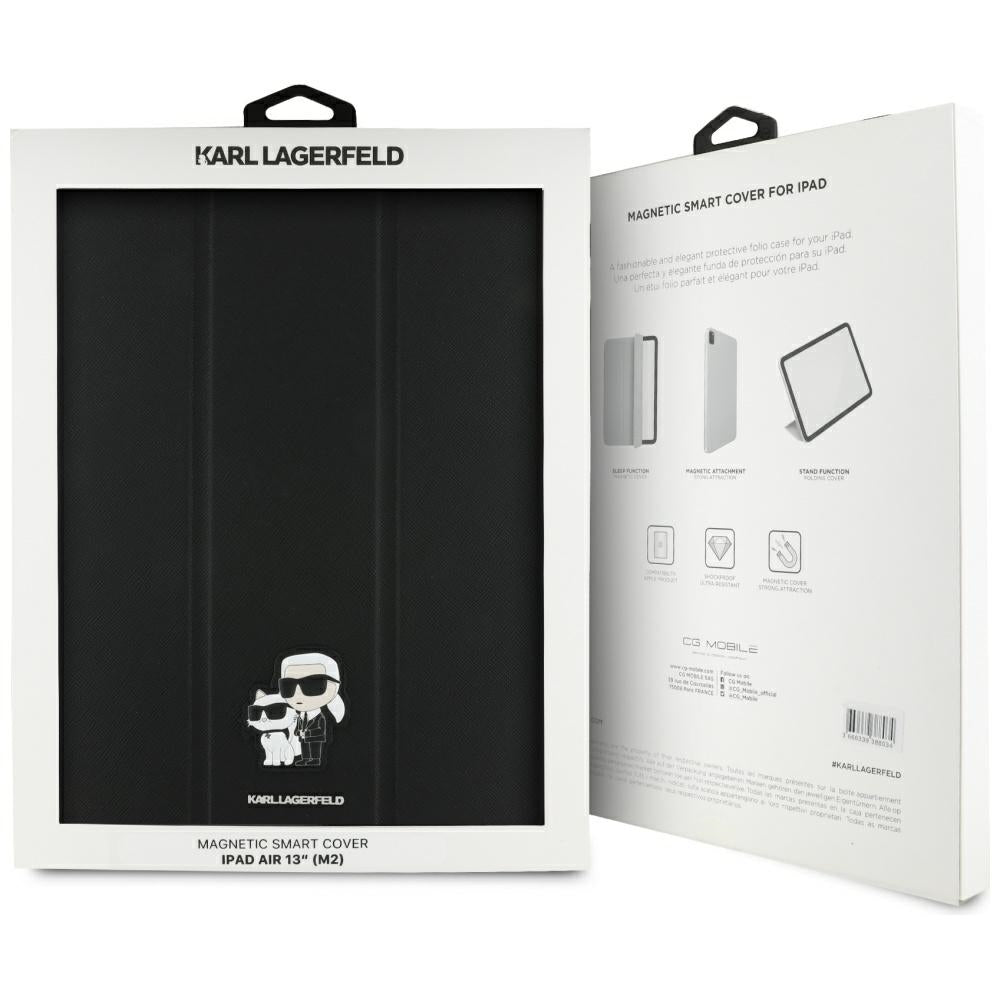 Karl Lagerfeld Saffiano Magnetic Karl & Choupette iPad Air 13" 2024 Knygos viršelio dėklas - juodas