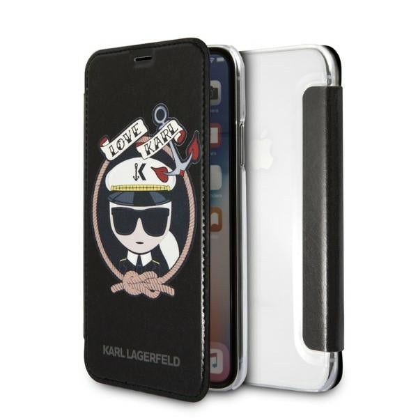 Karl Lagerfeld Signature Glitter dėklas iPhone X/XS – juodas -- iPhone X