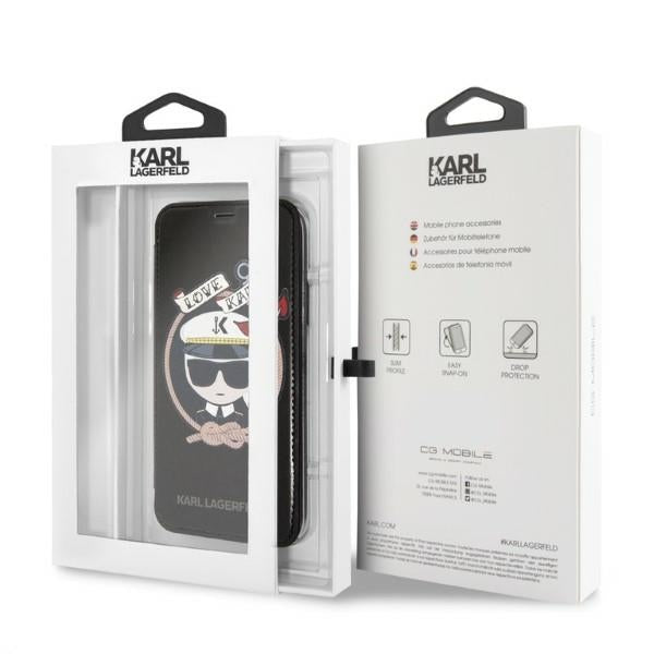 Karl Lagerfeld Signature Glitter dėklas iPhone X/XS – juodas -- iPhone X