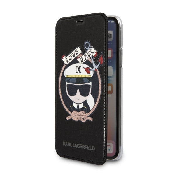 Karl Lagerfeld Signature Glitter dėklas iPhone X/XS – juodas -- iPhone X
