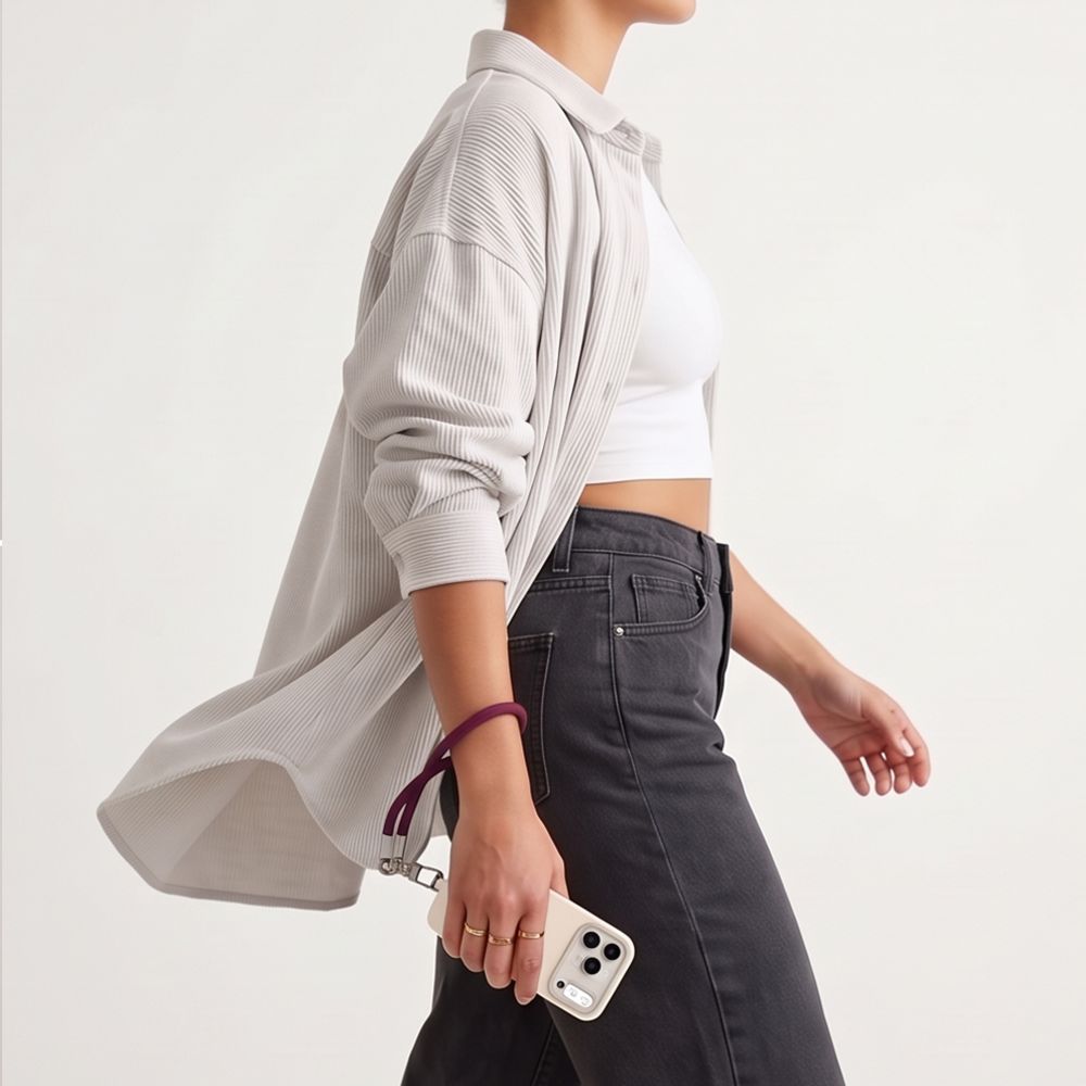 Telefono dirželių rinkinys Tech-Protect C10S Rope Crossbody & Wrist, bordo / titano spalvos -- Uncategorized