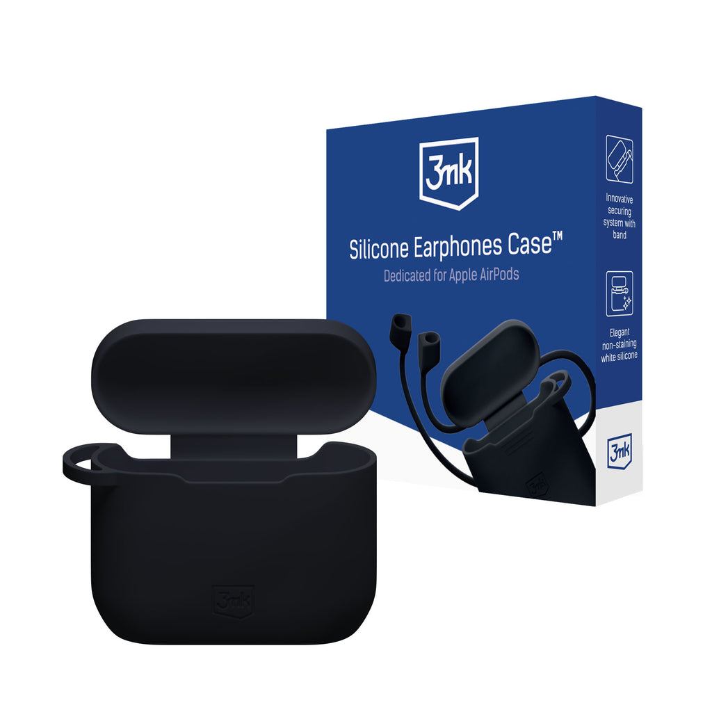 3mk silikoninis AirPods dėklas, skirtas Apple AirPods 3 gen. - juoda -- Apple AirPods 3rd gen.