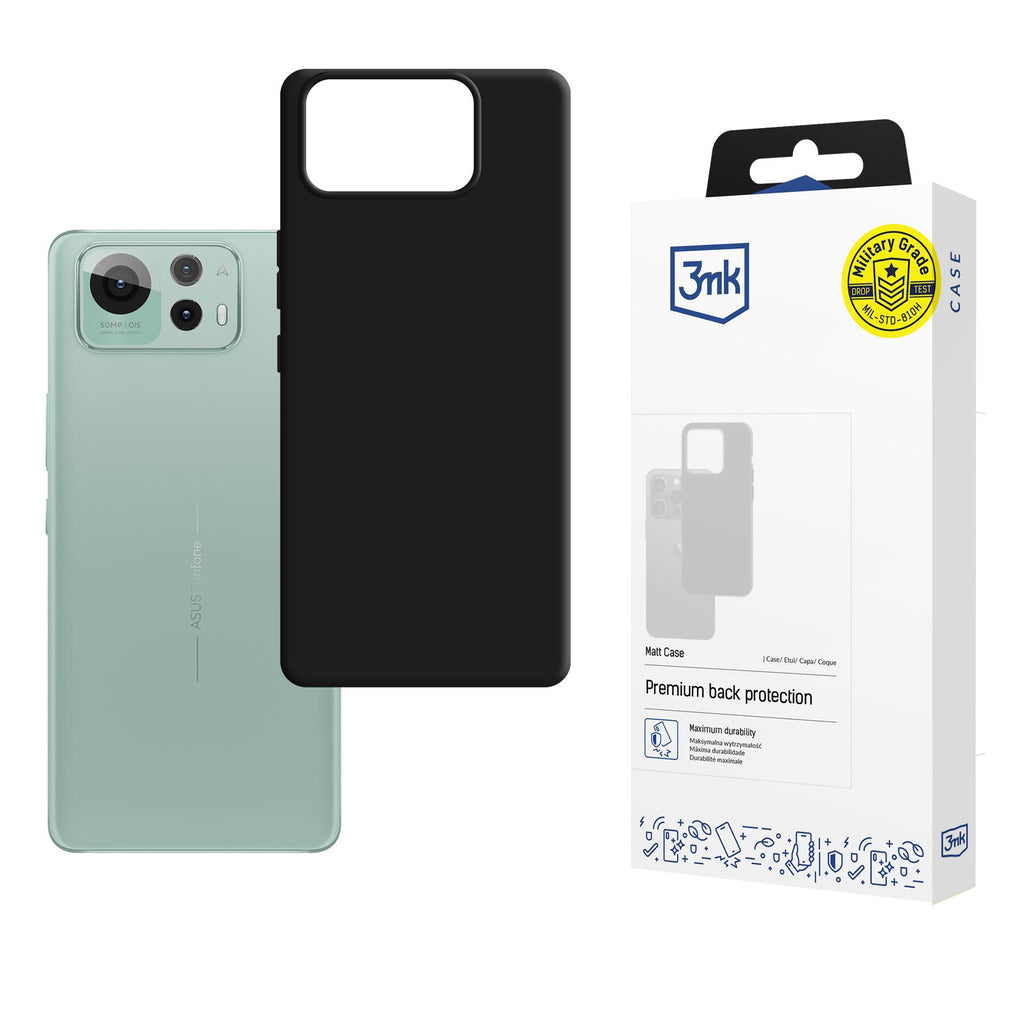 3mk Matt Case skirtas Asus Zenfone 12 Ultra – juodas -- Asus Zenfone 12 Ultra