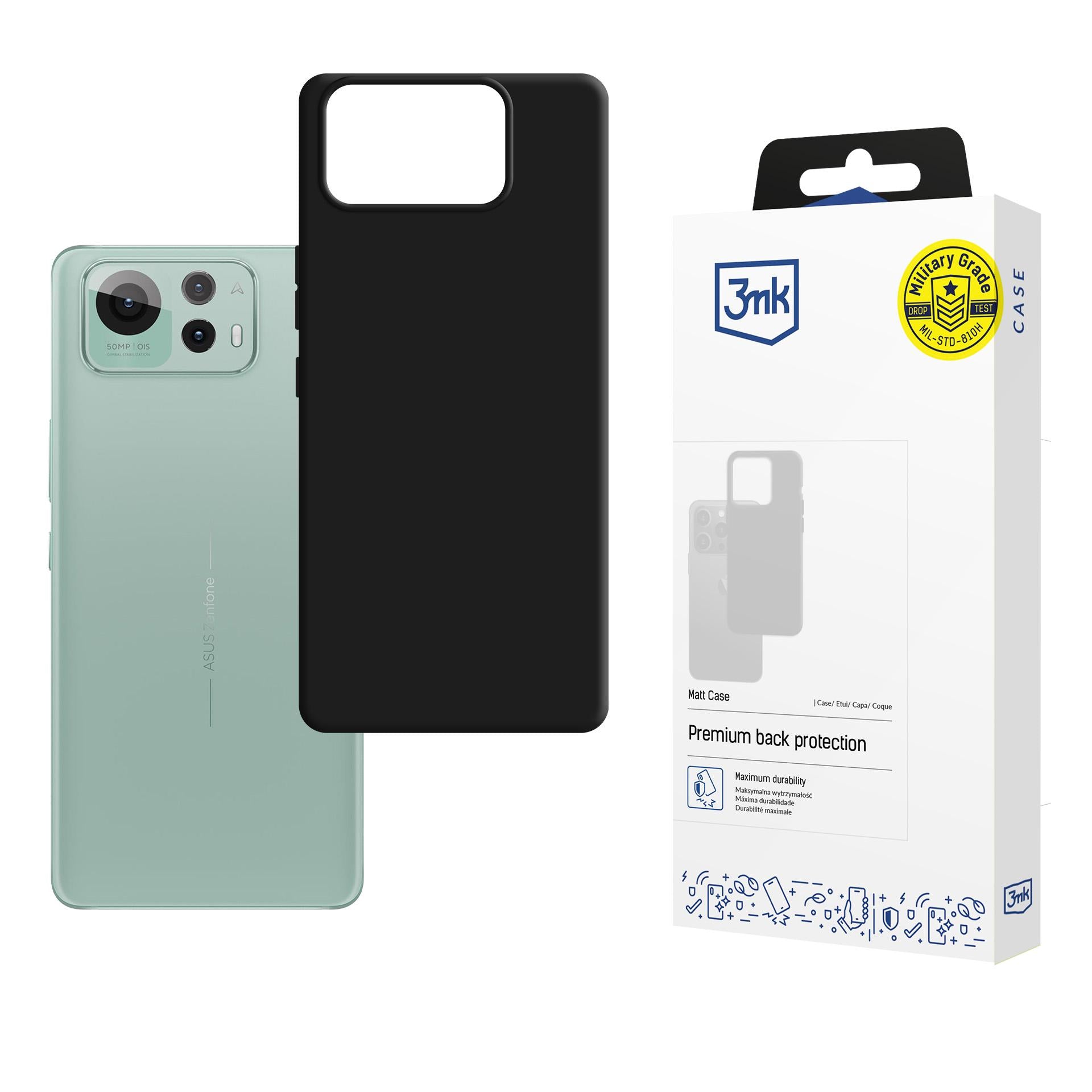 3mk Matt Case skirtas Asus Zenfone 12 Ultra – juodas -- Asus Zenfone 12 Ultra