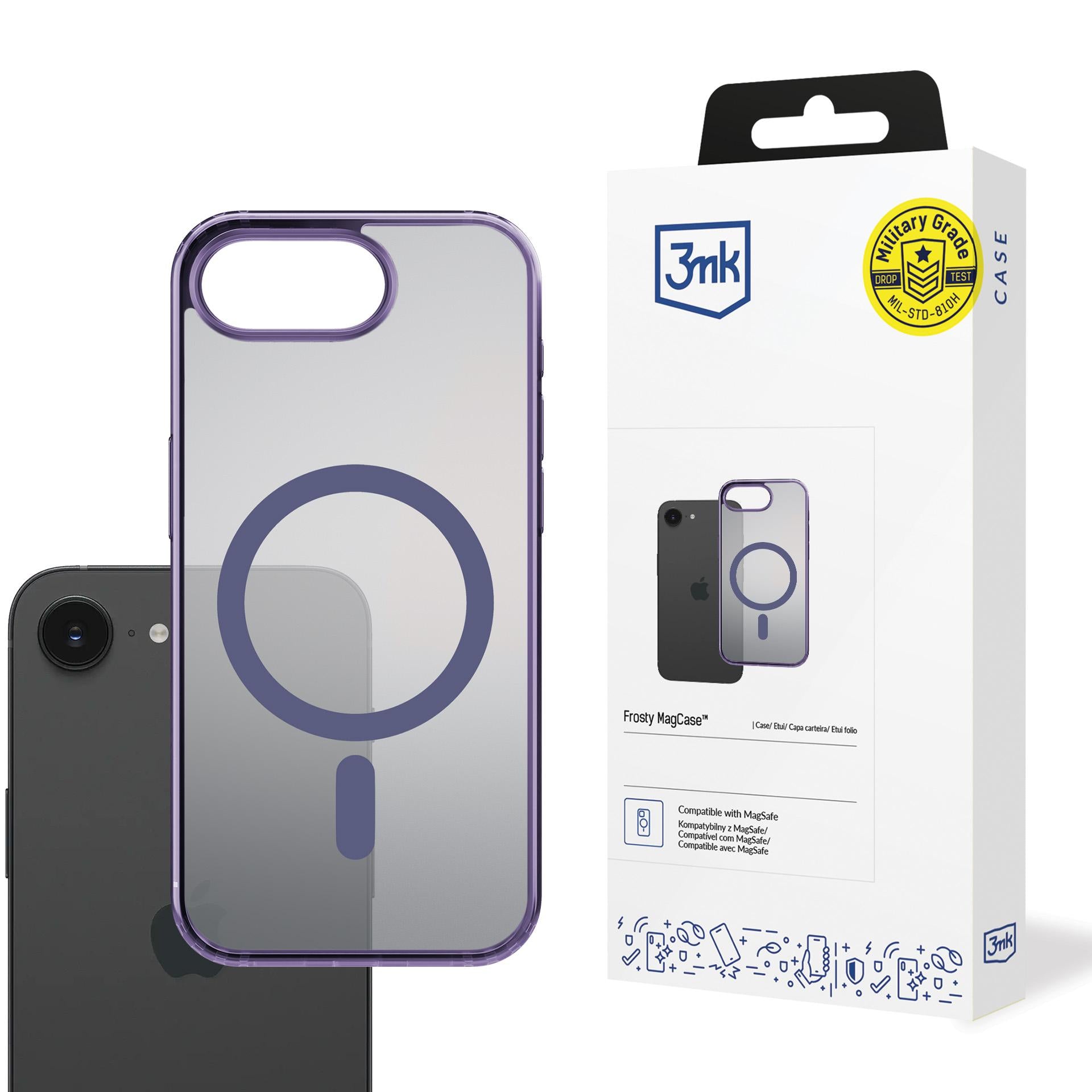 3mk Frosty MagCase, skirtas Apple iPhone 16E – violetinė