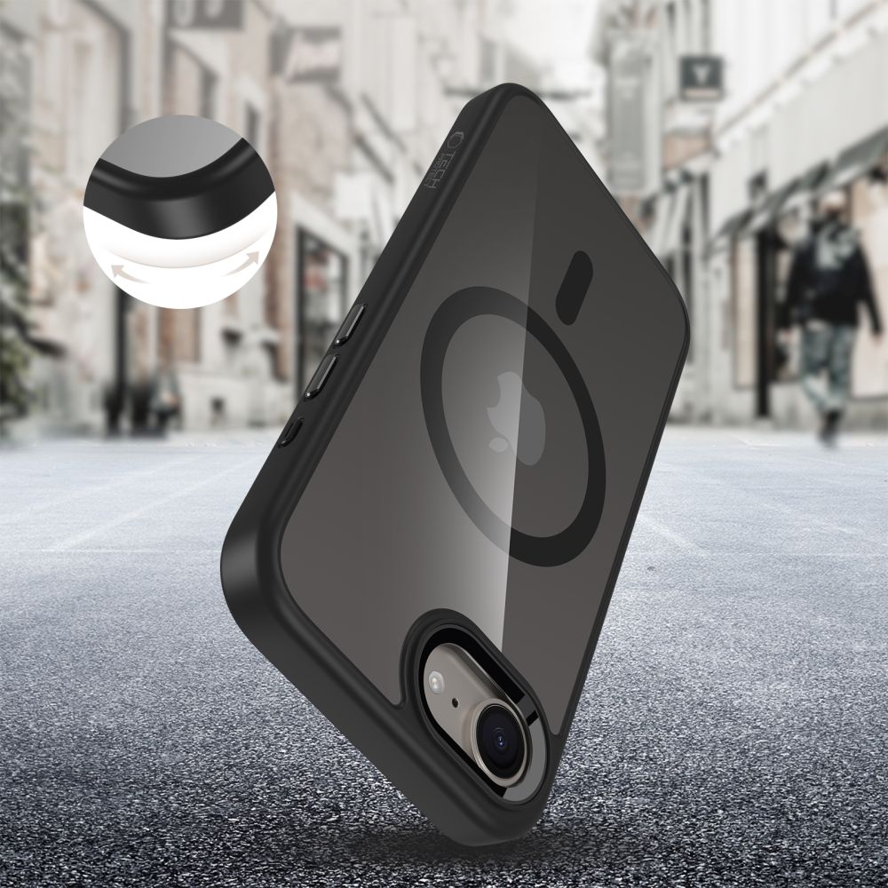 Tech-Protect MagMat MagSafe dėklas iPhone 16e – juodas, skaidrus -- iPhone 16e