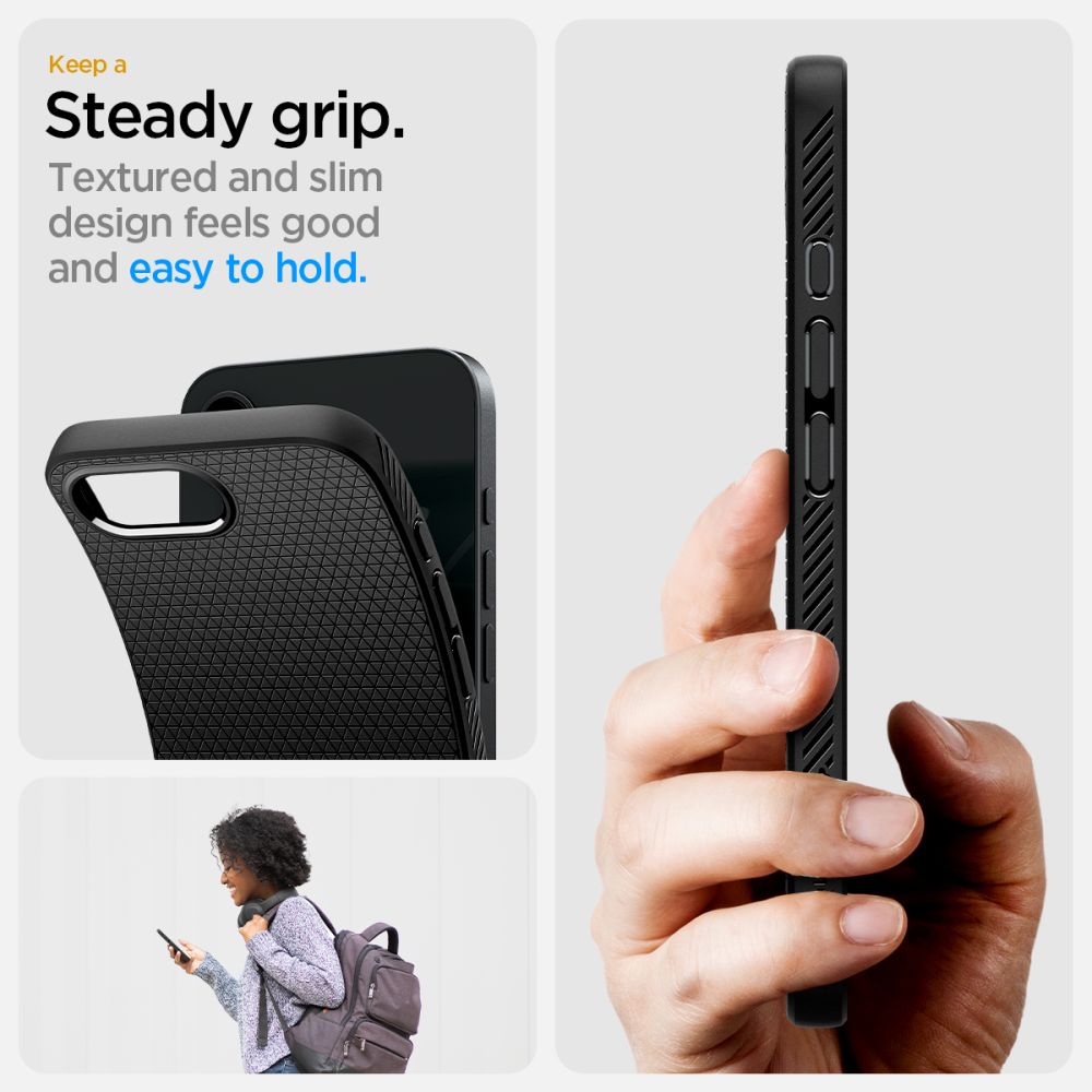Spigen Liquid Air dėklas iPhone 16e – juodas