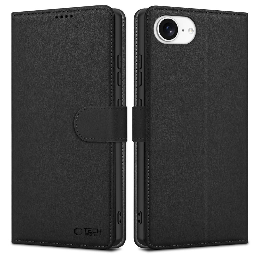 Tech-Protect Wallet dėklas iPhone 16e – matinis juodas -- iPhone 16e