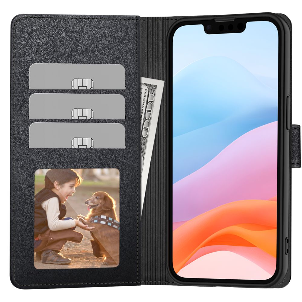 Tech-Protect Wallet dėklas iPhone 16e – matinis juodas -- iPhone 16e