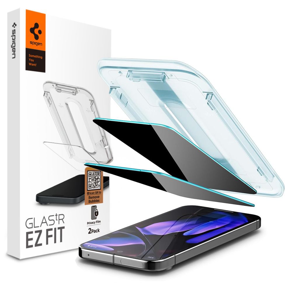Spigen EZ Fit privatumo stiklas Pixel 9/9 Pro (2 vnt.)