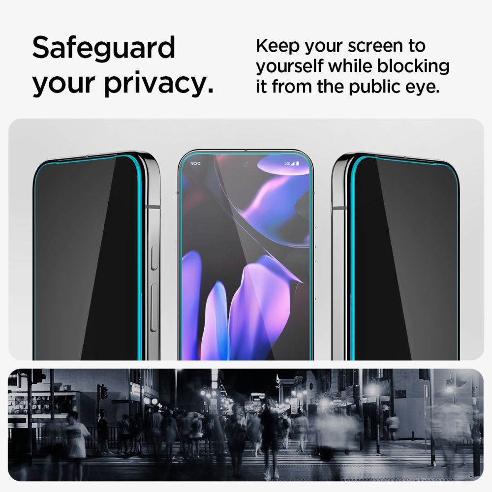 Spigen EZ Fit privatumo stiklas Pixel 9/9 Pro (2 vnt.)