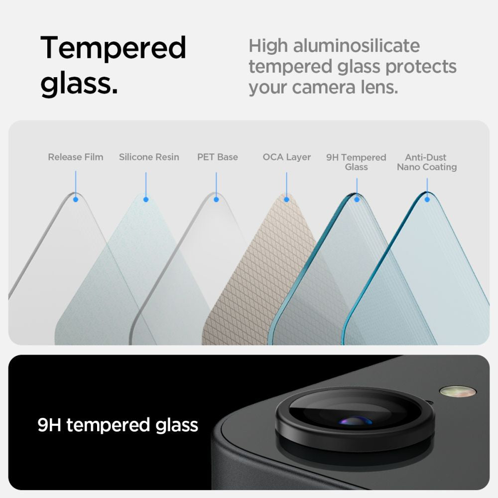 Spigen Optik TR kameros stiklas iPhone 16e – juodas, 2 vnt.