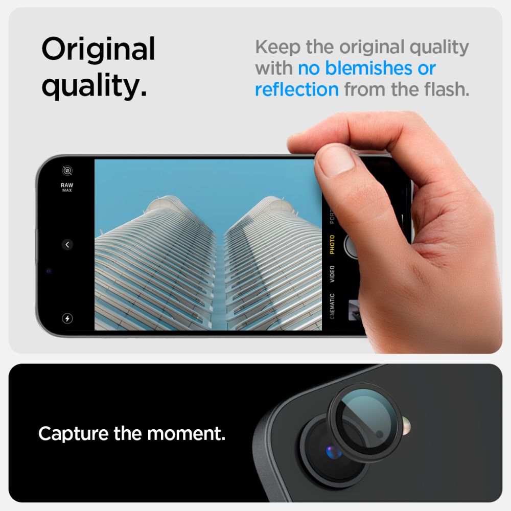Spigen Optik TR kameros stiklas iPhone 16e – juodas, 2 vnt.