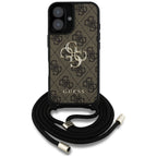 Guess 4G Crossbody dėklas iPhone 16 Plus – rudas