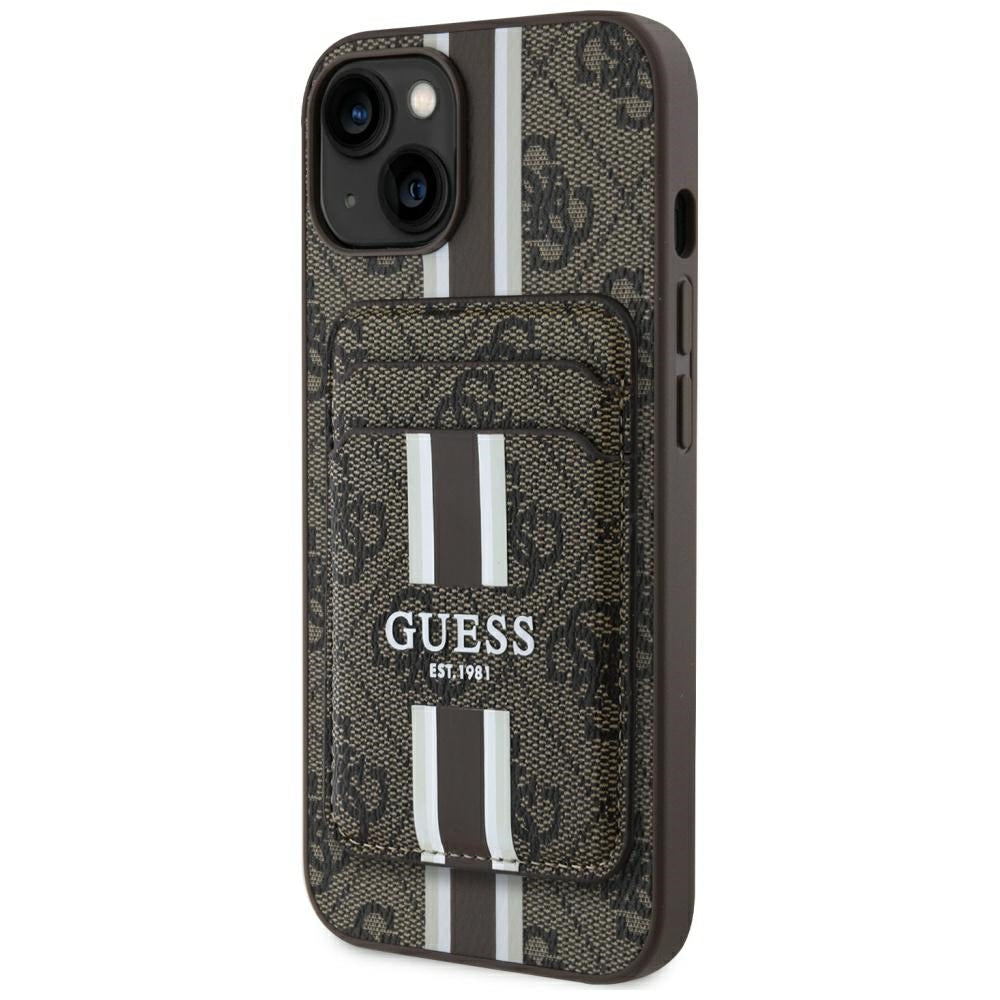 Guess MagSafe dėklas su pinigine iPhone 15 – rudas