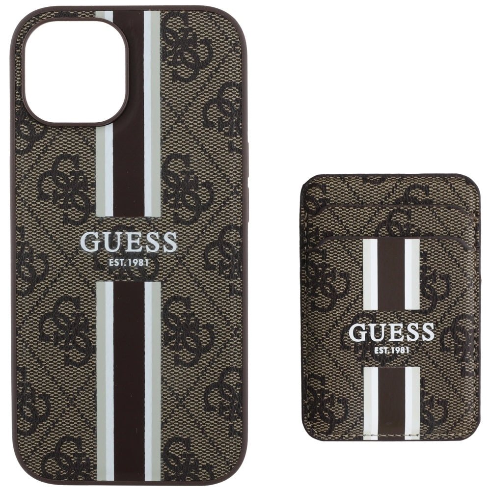 Guess MagSafe dėklas su pinigine iPhone 15 – rudas