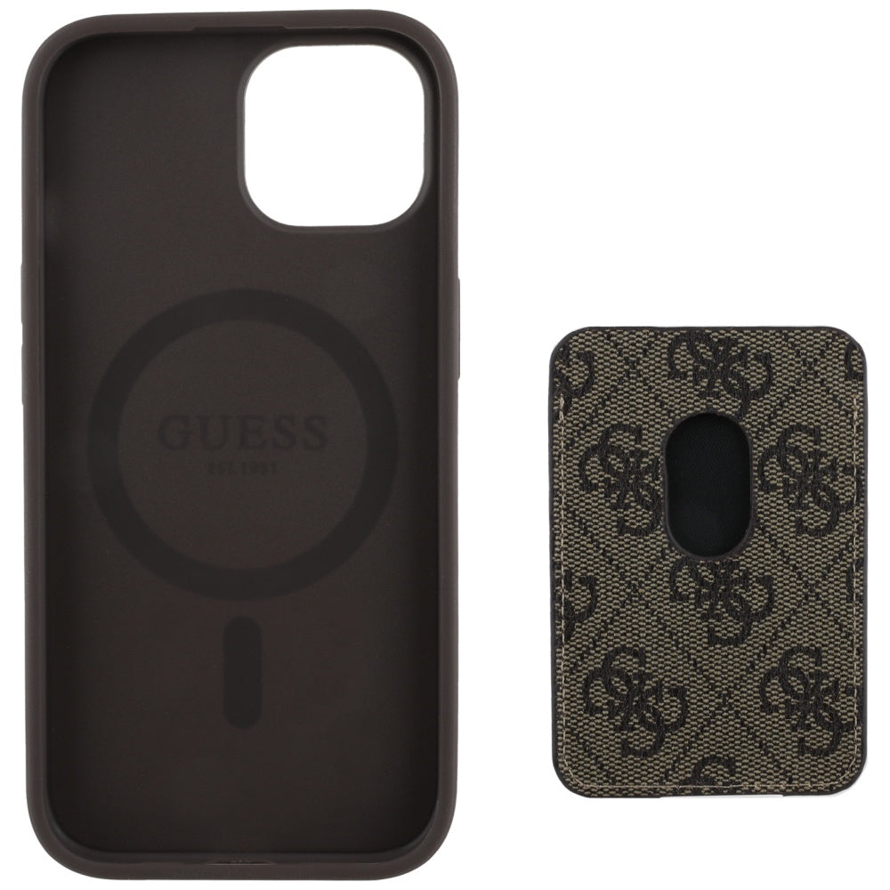 Guess MagSafe dėklas su pinigine iPhone 15 – rudas