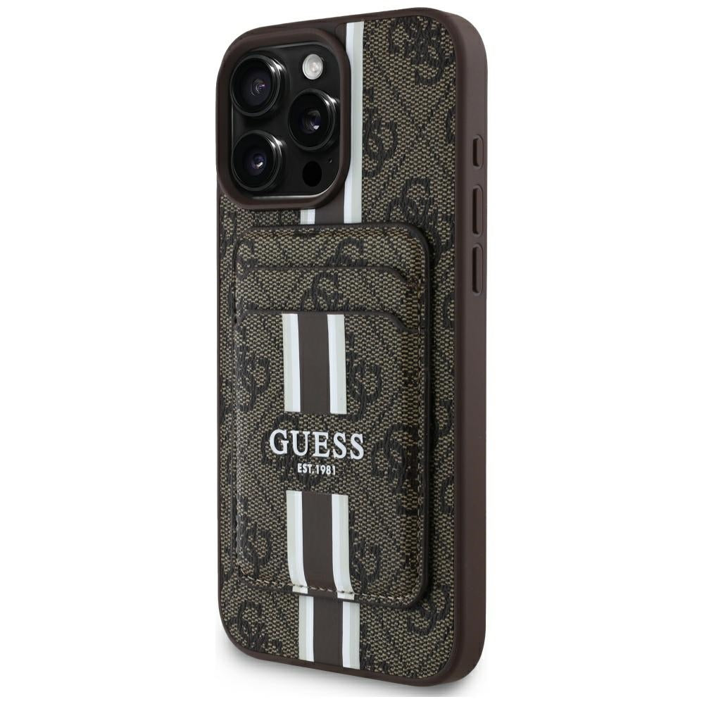 Guess 4G Stripes MagSafe dėklas iPhone 16 Pro Max – rudas