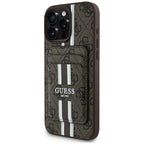 Guess 4G Stripes MagSafe dėklas iPhone 16 Pro Max – rudas