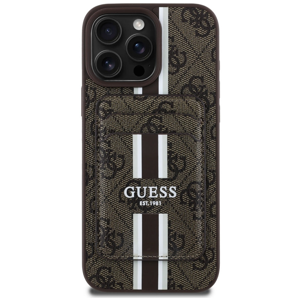 Guess 4G Stripes MagSafe dėklas iPhone 16 Pro Max – rudas