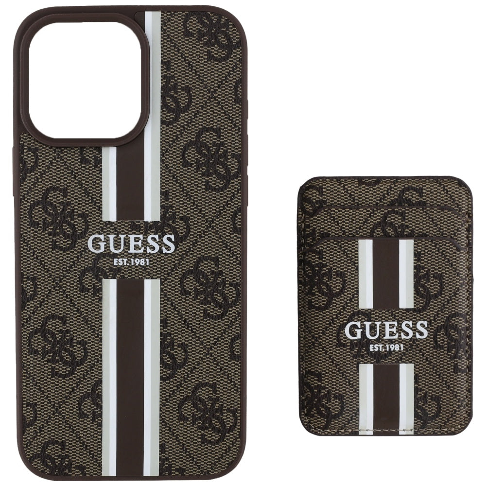 Guess 4G Stripes MagSafe dėklas iPhone 16 Pro Max – rudas