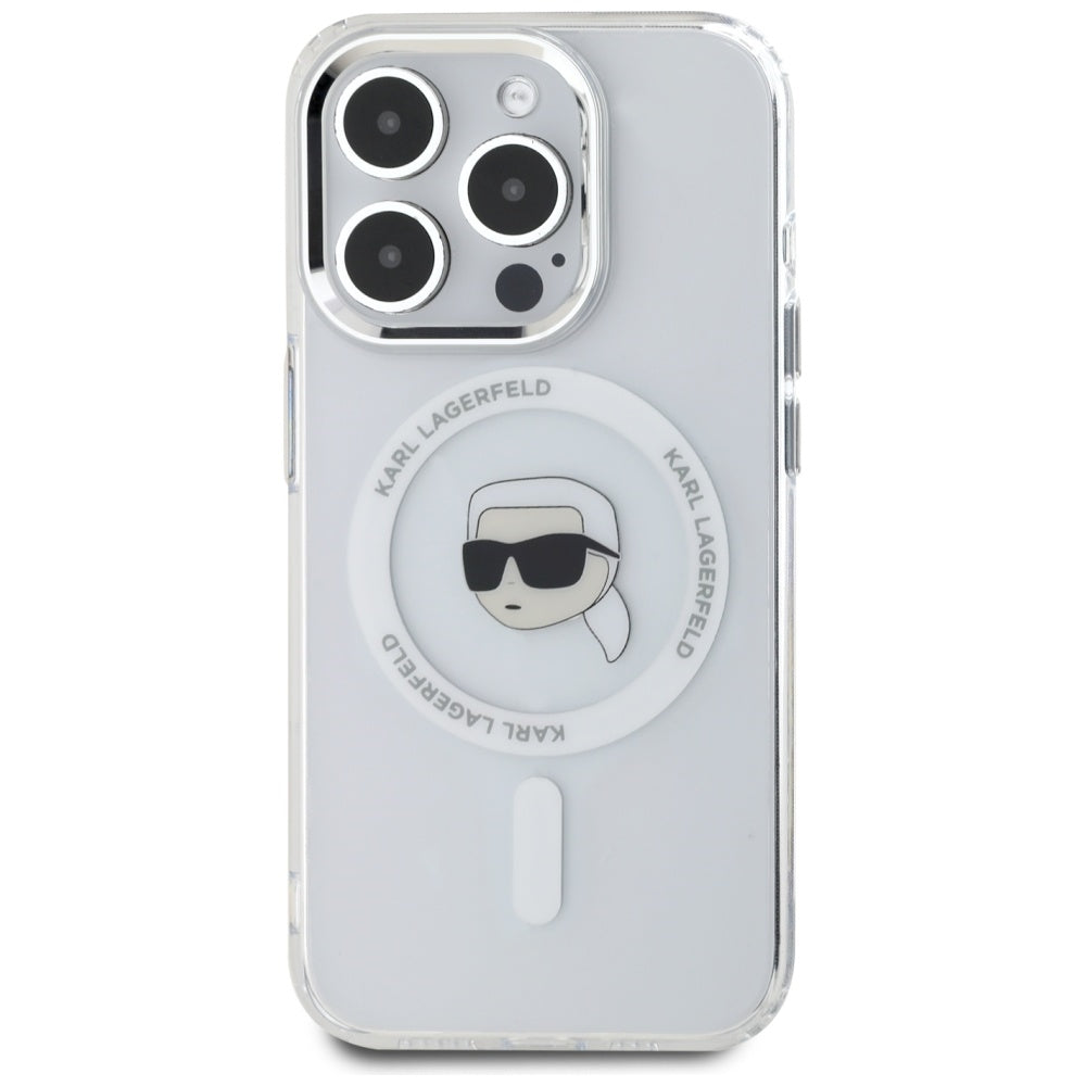 Karl Lagerfeld MagSafe dėklas iPhone 15 Pro Max – baltas