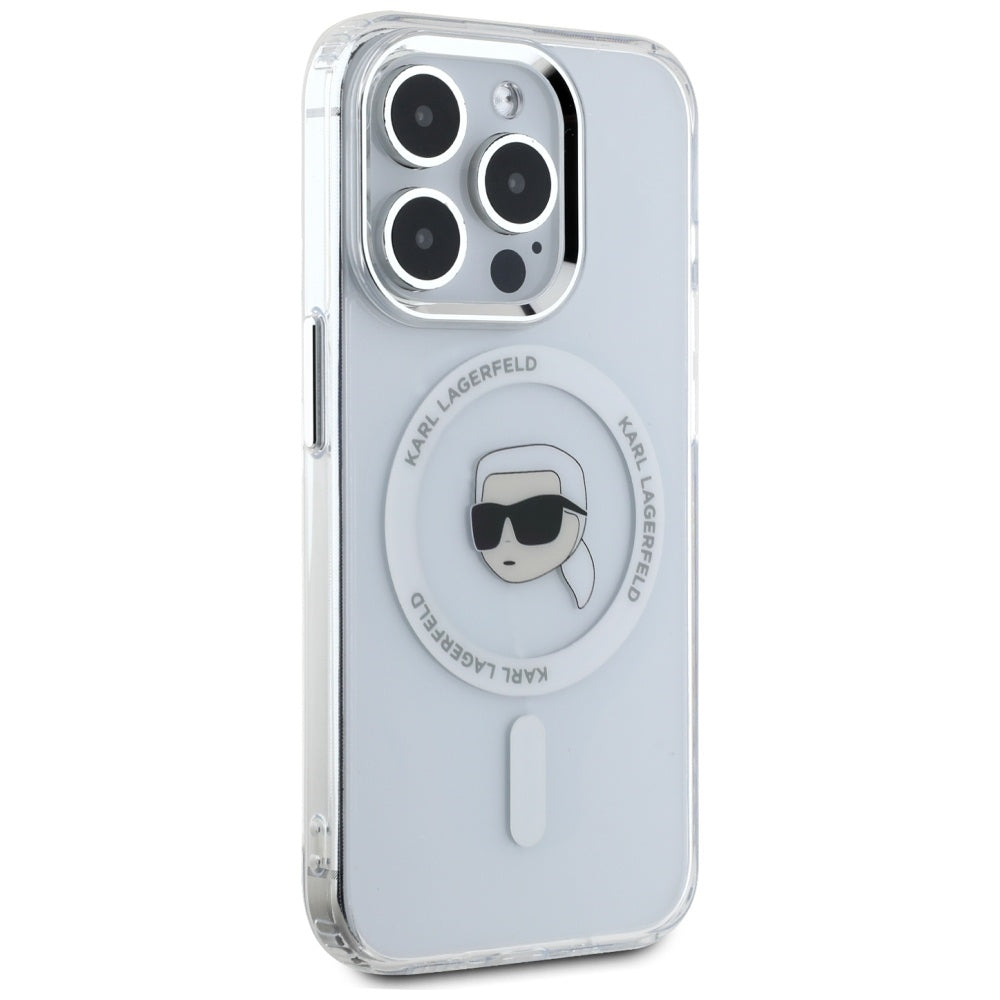 Karl Lagerfeld MagSafe dėklas iPhone 15 Pro Max – baltas