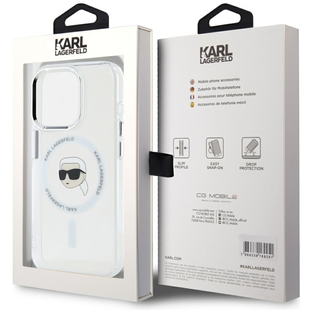 Karl Lagerfeld MagSafe dėklas iPhone 15 Pro Max – baltas