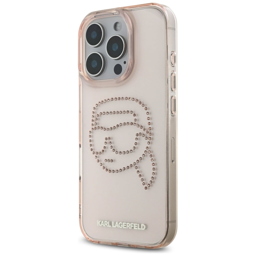 Karlas Lagerfeldas IML Kalnų krištolas Karl Head Case, skirtas iPhone 16 Pro Pink