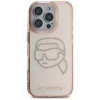 Karlas Lagerfeldas IML Kalnų krištolas Karl Head Case, skirtas iPhone 16 Pro Pink