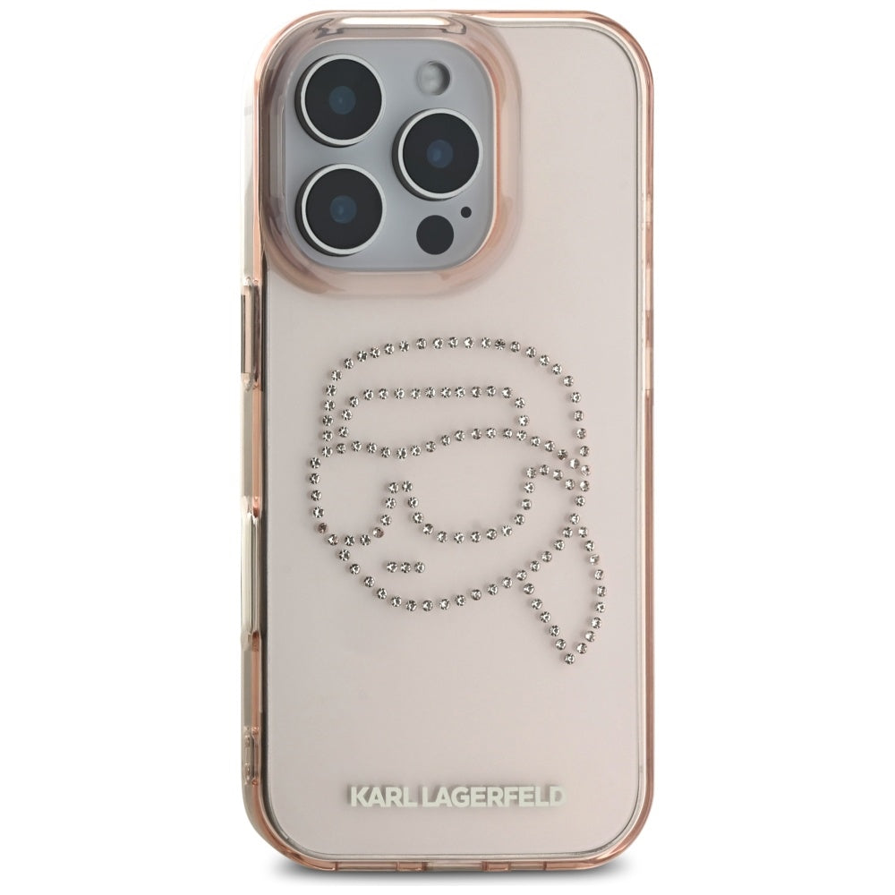 Karlas Lagerfeldas IML Kalnų krištolas Karl Head Case, skirtas iPhone 16 Pro Pink