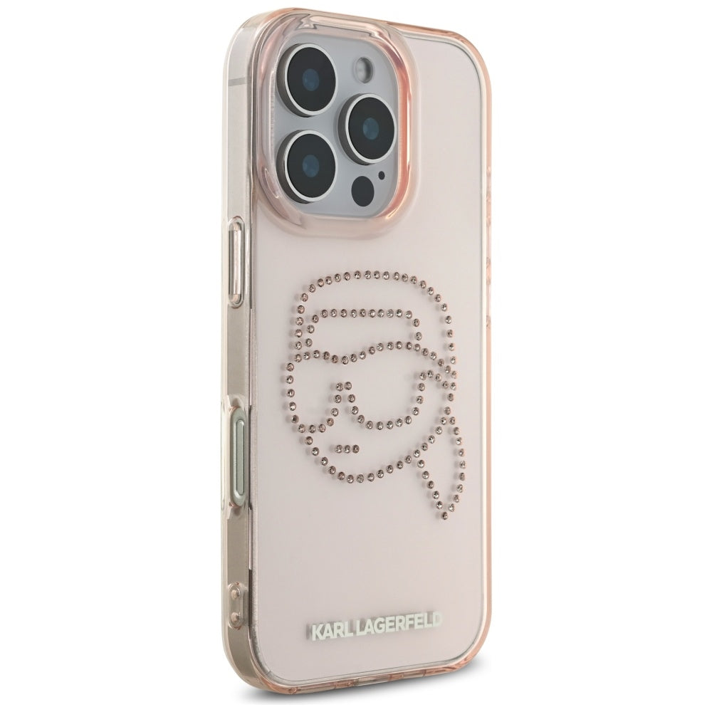 Karlas Lagerfeldas IML Kalnų krištolas Karl Head Case, skirtas iPhone 16 Pro Pink